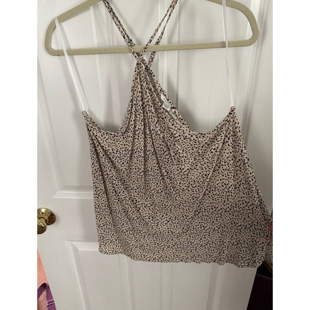 American Eagle NWOT Cream/Tan & Black High Neck Sleeveless Top XXL